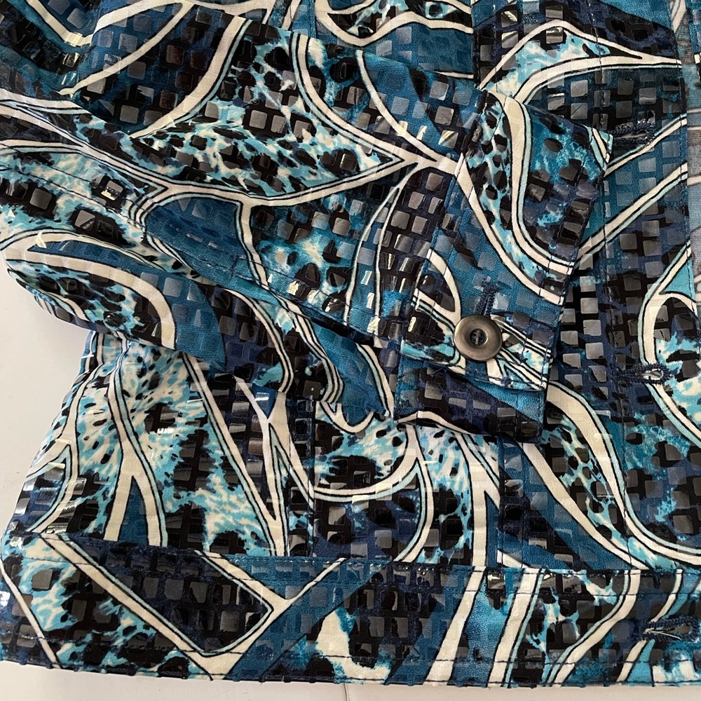 Ruby Rd Blue Black Swirl Print Iridescent Square … - image 4